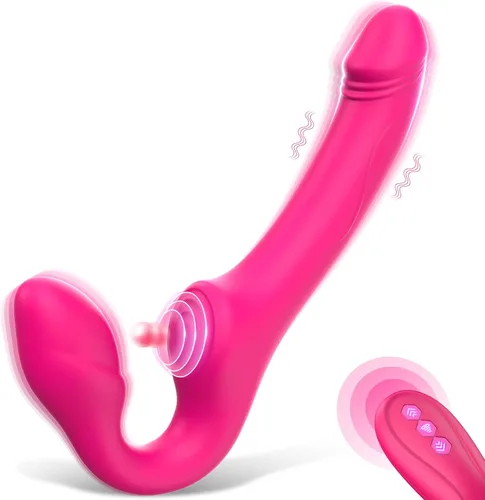 Consolador sin tirantes de doble extremo con 10 modos y control remoto, de silicona antideslizante, vibrador anal realista para punto G, tapón