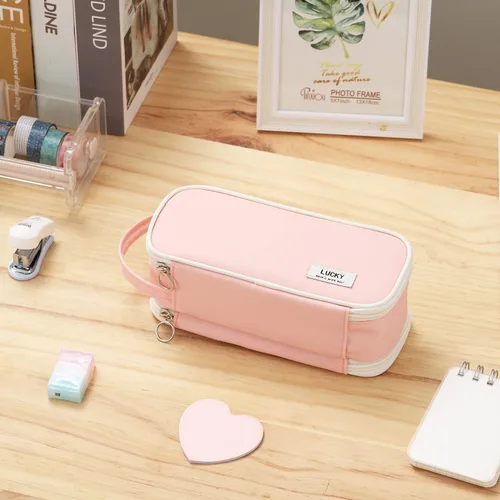 Miniatura 5 de Dugio Estuche grande con cremallera para lápices para niñas, adultos y niños, bolsa organizadora de lápices estéticos, bolsa organizadora de gran