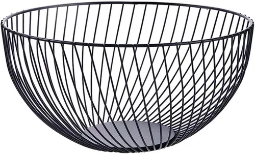 Miniatura 8 de Cesta de Frutas 7UYUU para Encimera de Cocina, Tazón de Producción de Metal Negro Moderno de Alambre de 10 Pulgadas para Frutas y Vegetales (Curvado)