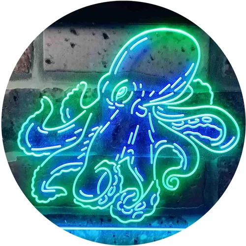 Miniatura 20 de ADVPRO Octopus Ocean Display Room Dual Color LED Neon Sign Azul y Rojo 12 x 8 pulgadas st6s32-i3734-br