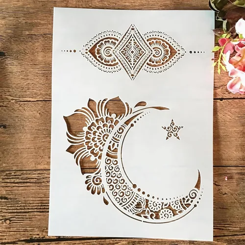 Miniatura 16 de TIAMECH Plantilla A4 reutilizable de líneas de símbolos pequeños para pintar, plantilla de capas de textura de cuadrícula, arte de pared