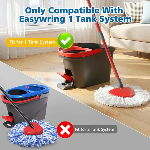 Miniatura 2 de Cabezal de repuesto para trapeador giratorio compatible con el sistema O Ceda EasyWring de 1 tanque, 2 cabezales de trapeador giratorio