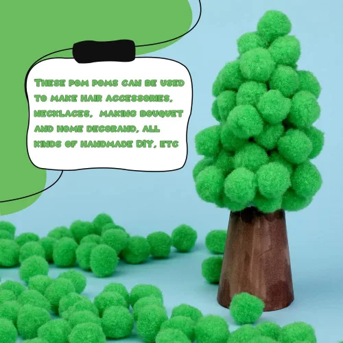 Miniatura 5 de 150 piezas de pompones, pompones de 1 pulgada verdes para manualidades, pompones esponjosos de 1 pulgada para decoraciones de Pascua, pequeños