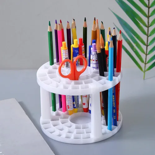 Miniatura 7 de Soporte redondo de plástico para pinceles y organizador de 50 agujeros, organizador de pintura acrílica para manualidades y brochas de maquillaje