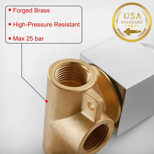 Miniatura 6 de SKOWLL Kit de válvula de ducha para montaje en pared, kit de válvula mezcladora de ducha de cuerpo de latón, kit de válvulas de control de un solo