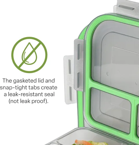 Miniatura 5 de MyGo Container - Contenedor pequeño de 3 compartimentos para llevar, 8" x 8" x 2-1/2", reutilizable, apto para microondas, certificado NSF