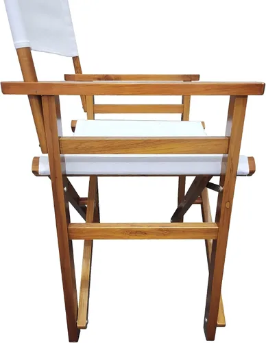 Miniatura 4 de 2-Piece Set of White Wood Canvas Folding Chairs - Natural Populus Wood, Foldable Design & Sturdy Construction, Breathable Seat for Comfort, Easy to
