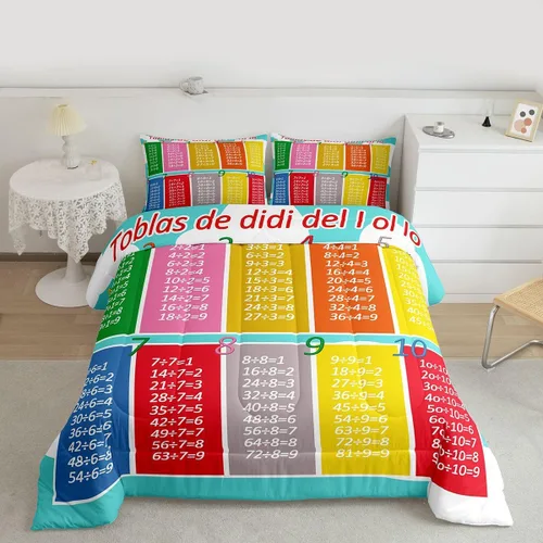 Miniatura 10 de jejeloiu Juego de edredón con patrón de corona, edredón estampado King y Queen para niños y adolescentes, juego de ropa de cama moderno de arte
