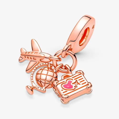 Miniatura 2 de Abalorio de plata S925 para pulsera, collar de plata de ley, colgantes de avión, globo y maleta triple para mujer