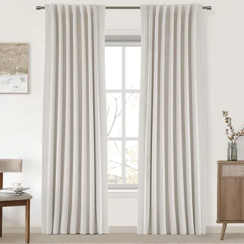 Miniatura 80 de UHITECH Cortinas cortas de lino de 24 pulgadas de largo para ventanas pequeñas de granja, cortinas opacas modernas para sala de estar, pestañas