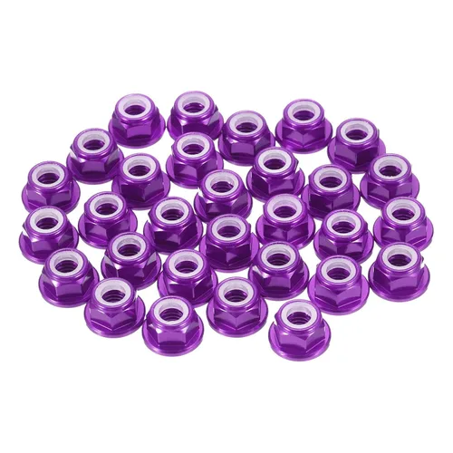 Miniatura 17 de MECCANIXITY 30 piezas de tuercas de bloqueo de aleación de aluminio M5 con paso de 0.8 mm, tuercas hexagonales con brida de nylon con rosca dentada
