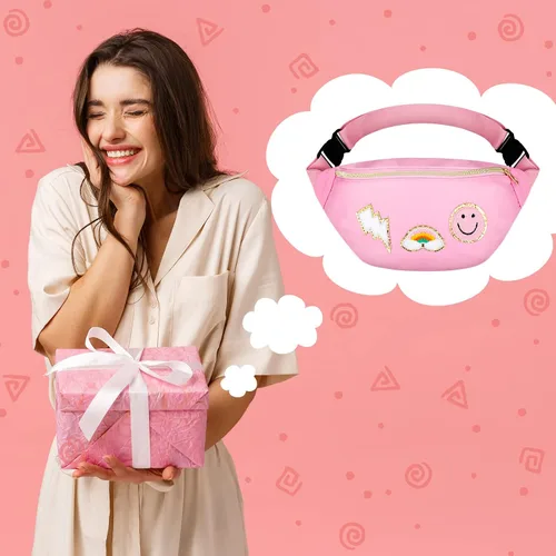 Miniatura 4 de Sotiff Preppy Patch - Riñonera de nailon con diseño de rayos, ajustable, con diseño de sonrisa, para mujeres, resistente al agua, arcoíris