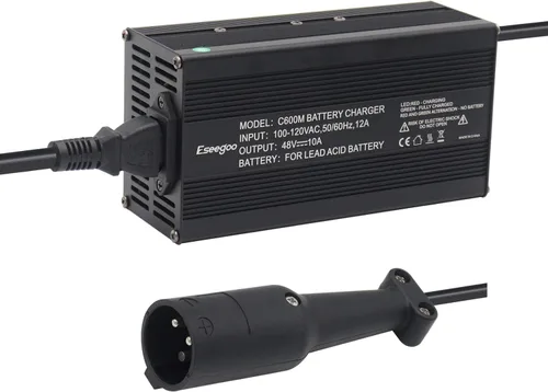 Cargador de batería de 48 voltios y 10 amperios compatible con Club Car para carros de golf de 48 voltios con enchufe redondo de 3 pines