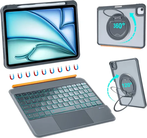 Miniatura 12 de WIWU Funda con teclado para iPad Pro de 11 pulgadas M5/M4 2025/2024, color negro