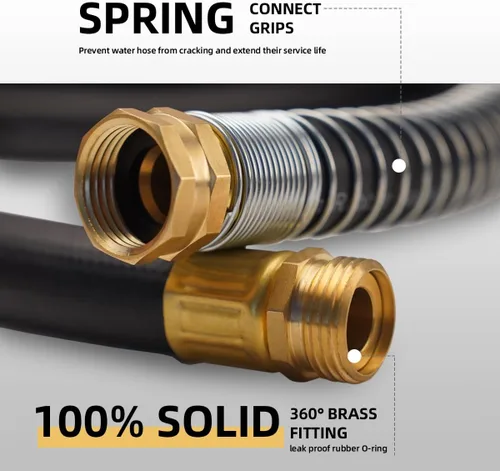 Miniatura 2 de Wiseflow Leader Hose Manguera de agua resistente de 3 x 5/8 pulgadas con accesorios de latón macho a hembra, extensor de manguera corta para carrete