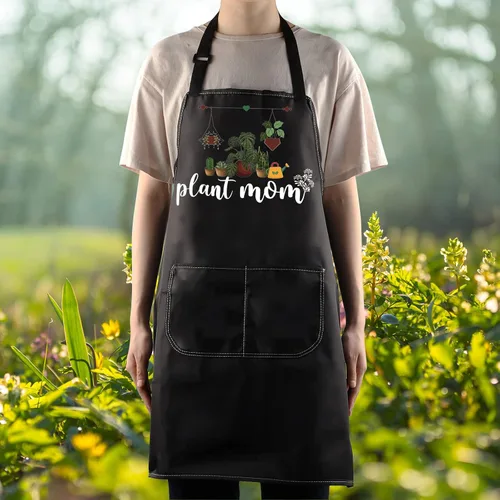 Miniatura 5 de WZMPA Plant Mom - Delantal de jardinería con bolsillos, regalo para amantes de las plantas, delantal ajustable para jardinero, florista, abuela, mamá