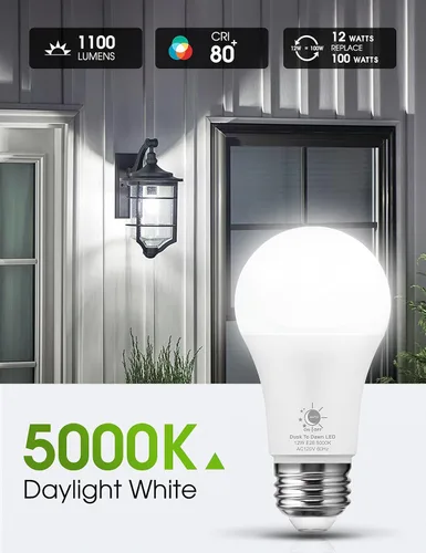Miniatura 2 de L LOHAS LED Bombillas de luz del atardecer al amanecer, bombilla E26 de encendido/apagado automático, bombillas para exteriores, bombillas de luz
