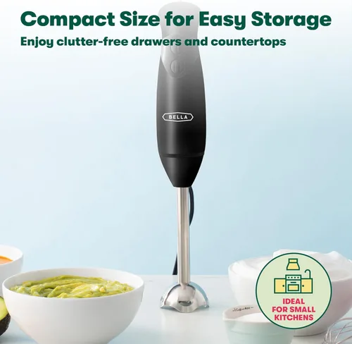 Miniatura 5 de BELLA Batidora de Mano de Inmersión, Mezclador Portátil con Accesorio de Batidor - Exprimidor Manual Eléctrico, Sacude, Hace Comida para Bebés