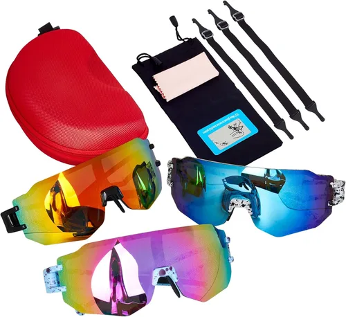 Miniatura 6 de azuza Paquete de 3 lentes de sol polarizados para niños, jóvenes, de béisbol, ligeros, TR90, marco UV400, deportes, ciclismo, para niños y niñas