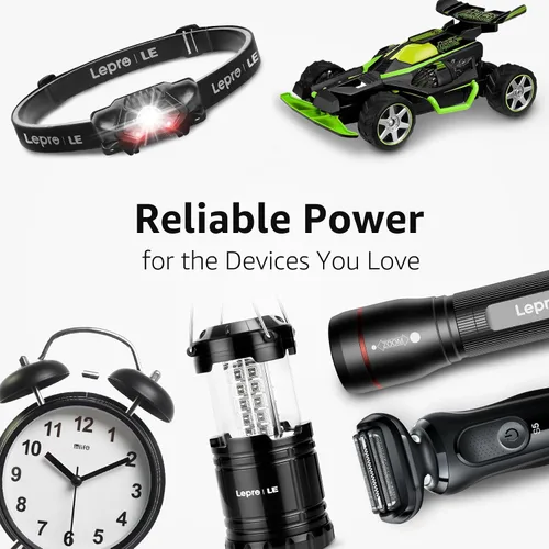 Miniatura 7 de Lepro Paquete Variado de Baterías, Baterías AA y AAA Paquete Combinado de 24 Unidades, 2800mAh Potencia Alcalina - 12 Baterías AA y 12