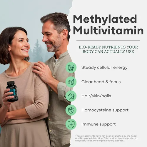 Miniatura 3 de Multivitamínico metilado Wild para mujeres y hombres Multivitamina diaria Suplemento MTHFR sin hierro B12 metilado, folato, vitamina C, A, K2
