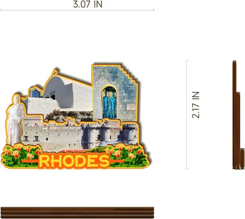 Miniatura 3 de Imán de madera de Rhodes Grecia 3D para nevera, viajes, coleccionables, recuerdos, decoración, manualidades hechas a mano