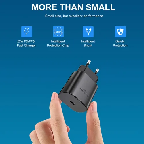 Miniatura 4 de 25 W europeo USB tipo C cargador súper rápido Europa adaptador de viaje bloque de enchufe para Samsung Galaxy S26 S25 S24 S23 S22 S21 Ultra Plus A25