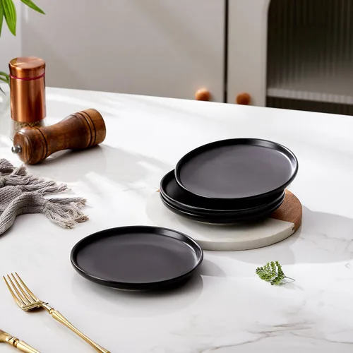 Miniatura 3 de Platos de cerámica mate para aperitivos de 6 pulgadas, juego de 4 pequeños platos de postre, aptos para microondas y horno, pan, postre