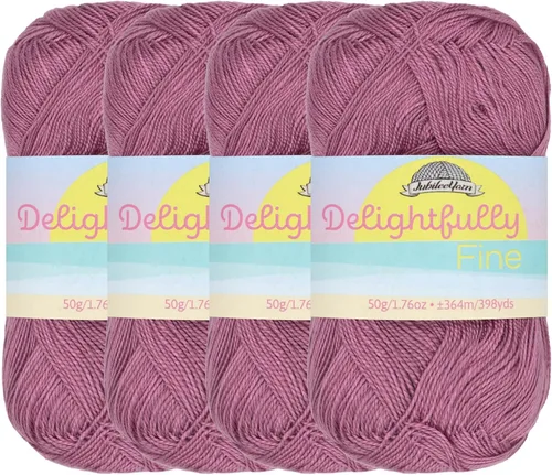 Miniatura 39 de JubileeYarn - Ovillo de hilo deliciosamente fino, 1.76 oz/madeja de rayón de bambú, color rosa polvo, 4 madejas