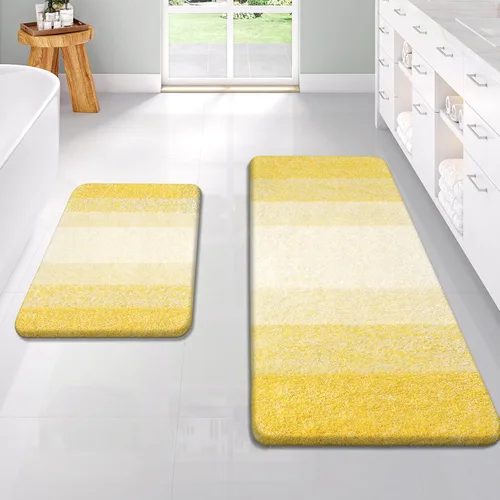 Miniatura 104 de OLANLY Juego de 2 alfombras de baño de microfibra suave y absorbente, antideslizantes, se pueden lavar y secar a máquina, alfombras de baño peludas