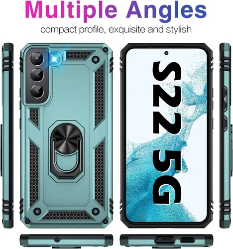 Miniatura 6 de Vaki Funda para Samsung Galaxy S22 5G con protector de pantalla integrado de grado militar, cubierta dura y resistente, funda resistente para Galaxy