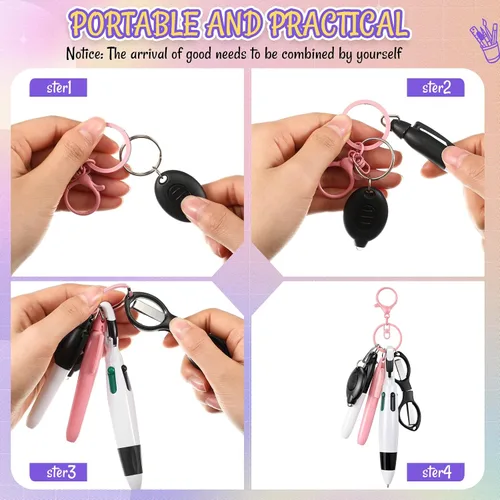 Miniatura 4 de Glenmal Juego de 72 mini rotuladores para enfermeras con mini tijeras, resaltador, bolígrafo de neón retráctil, llavero, clip, linterna, llavero