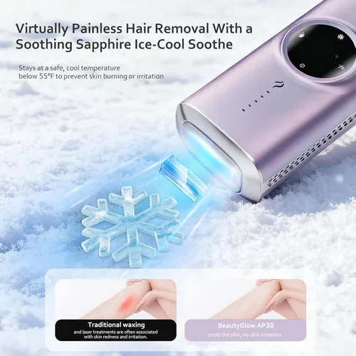 Miniatura 3 de BeautyGlow Dispositivo de depilación láser para mujeres, removedor de pelo IPL en casa con tecnología de enfriamiento de hielo para cara y cuerpo