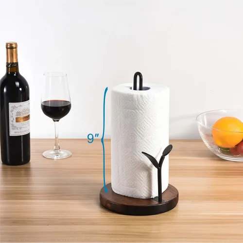 Miniatura 3 de Soporte para toallas de papel de pie, estante para colgar papel de cocina, organizador de toallas de papel de madera, dispensador de rollos