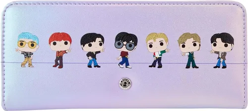 Miniatura 3 de Loungefly Billetera con solapa púrpura iridiscente con logotipo de BTS, Púrpura, Cartera