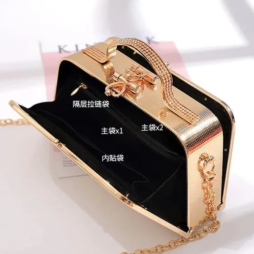 Miniatura 4 de WYKD - Bolso de mano de cuero para mujer, para boda, boda, boda, cadena de flores de perlas, bolsas de noche