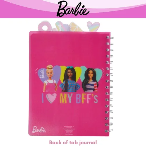Miniatura 5 de Cuaderno de pestañas Barbie con espiral, lápiz boli, pestañas adhesivas, 96 páginas a rayas, rosa