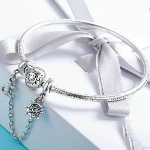 Miniatura 2 de Abalorio de cadena de seguridad de plata de ley 925 para pulsera Pandora