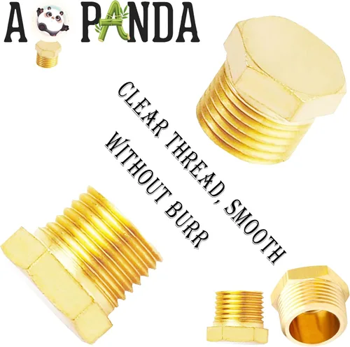 Miniatura 4 de AOPANDA Enchufe de extremo de manguera de jardín de latón 1/2 NPT rosca macho macho tapas de enchufe hexagonal externo, accesorios 5 unidades.