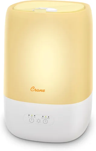 Crane - Humidificador ultrasilencioso 3 en 1 para bebé con bandeja para aceites esenciales, luz de sueño de 7 colores, tanque de llenado superior de