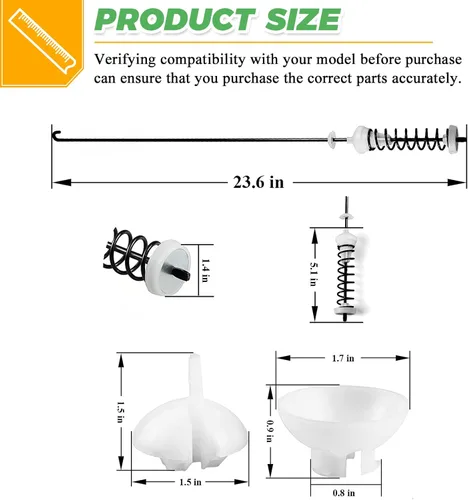 Miniatura 5 de W10780048 WTW4800XQ4 WTW4800XQ1 RTW4640YQ1 ATW4675YQ1 Reemplazo de varilla de suspensión para lavadora Whirlpool Kenmore Maytag Amana WTW4800XQ2