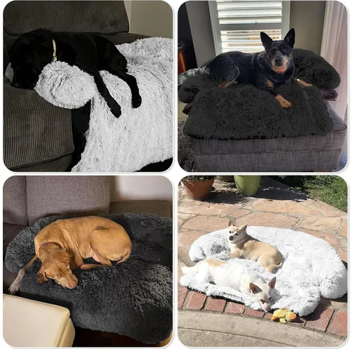 Miniatura 7 de Cama calmante para perro, tapete de felpa esponjosa para perros con protector de muebles con funda extraíble lavable para perros y gatos grandes