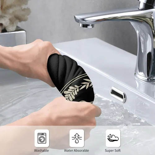 Miniatura 6 de Toalla de mano con monograma, toalla negra con inicial letra A, toalla de baño suave, absorbente, multiusos, para baño, hotel, gimnasio y spa