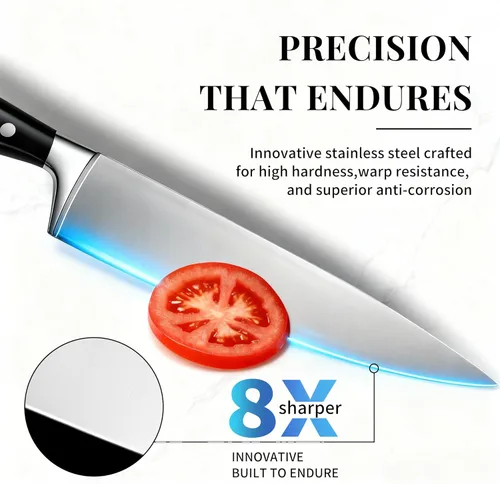 Miniatura 4 de Juego de cuchillos, juego de 15 piezas de cuchillos de cocina premium, cuchillo de chef de acero inoxidable de alto carbono ultra afilado, mango