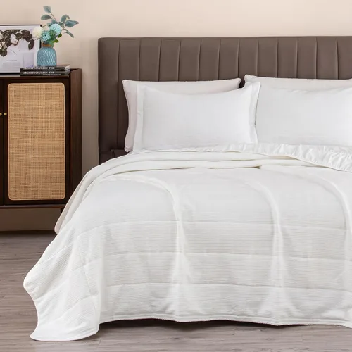 Miniatura 31 de Great Bay Home Full/Queen Quilt Set - 3-Piece Seersucker Box-Stitched Bedding Set - Soft, Lightweight, All-Season Bedspread (White)