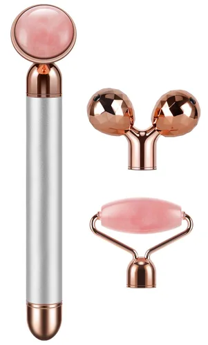 Miniatura 3 de Rodillo de jade eléctrico 3D rodillo facial y masajeador facial, cuarzo rosa 3 en 1