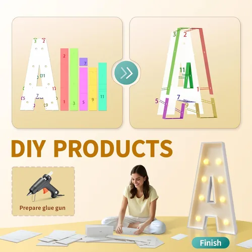 Miniatura 2 de imprsv Letras con luz para marquesina, letras de mosaico de 3 pies de alto con luz para decoración de baby shower, graduación, grandes