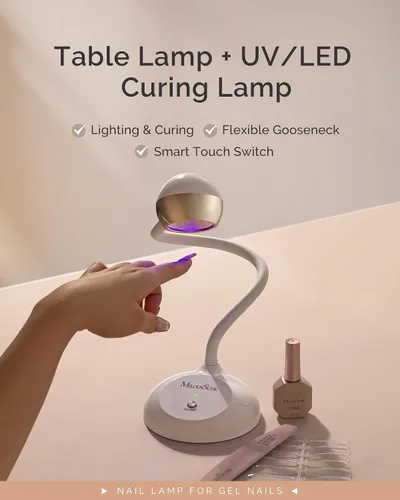 Miniatura 8 de MelodySusie Lámpara de uñas UV inalámbrica con cuello de cisne con ángulo de luz ajustable, S-Pro09M 2 en 1, recargable, secado rápido, seca todos