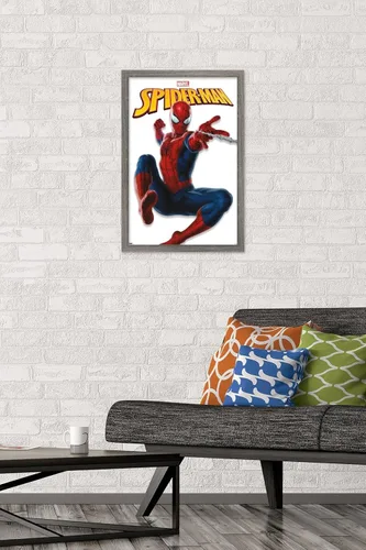 Miniatura 2 de Trends International Marvel Comics - Póster de pared de la serie Spider-Man, 22.4 pulgadas de largo x 14.7 pulgadas, versión enmarcada de madera