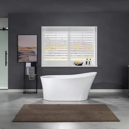 Miniatura 5 de WOODBRIDGE Bañera de acrílico independiente de 59 pulgadas, bañera contemporánea con desbordamiento y drenaje negro mate B0083-MB-Drain O/blanco